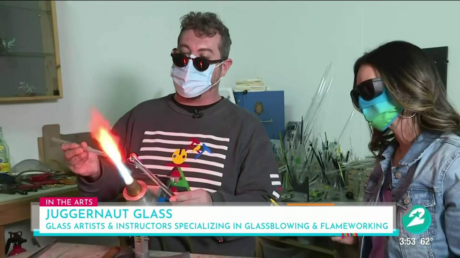 Learn the artistic technique of glass blowing at Juggernaut Glass in the Heights