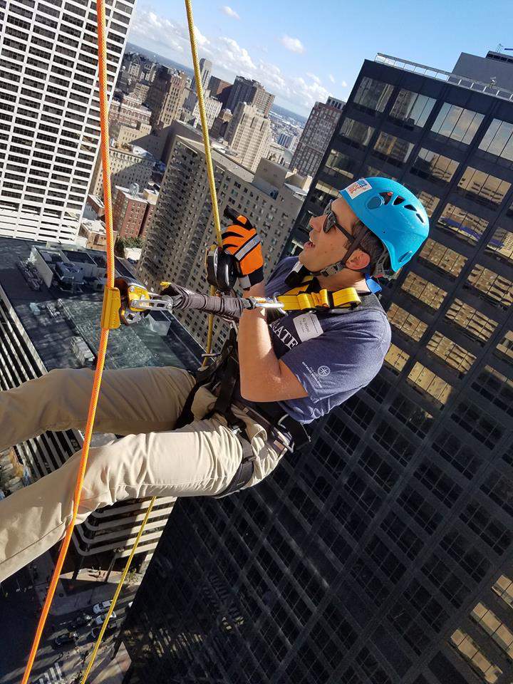Rappelling down a 250-Foot building with Over the Edge